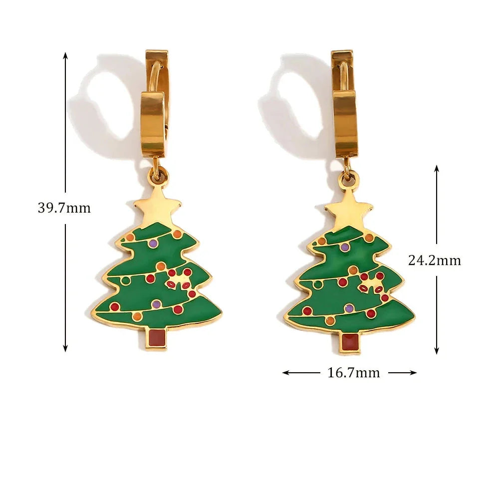 Brinco Árvore de Natal Banhado a Ouro 18K