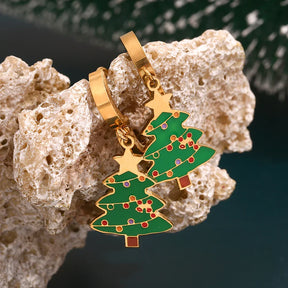 Brinco Árvore de Natal Banhado a Ouro 18K